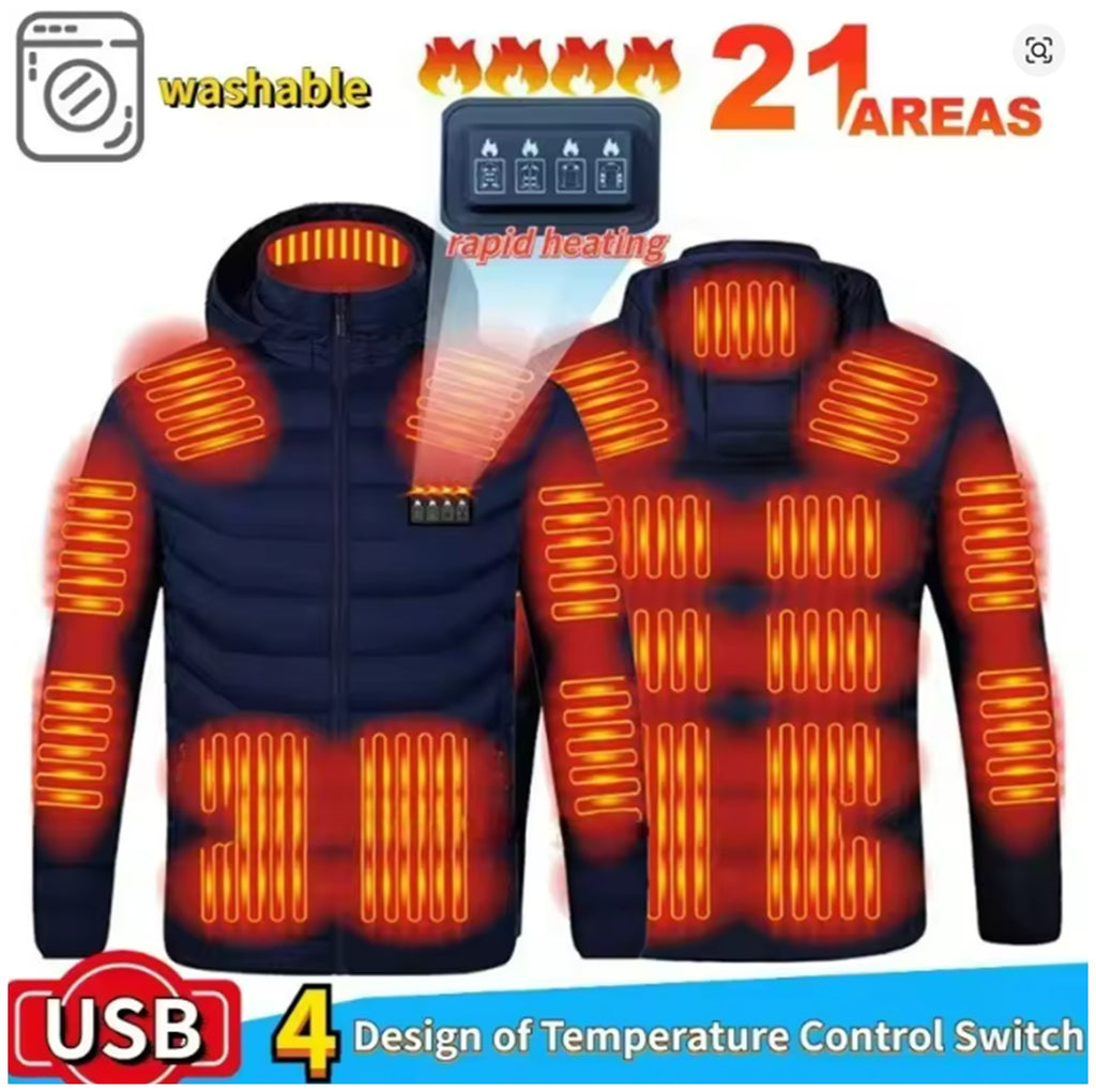 21 Areas Heating Jacket Men's Winter Usb Electric Heating Coat