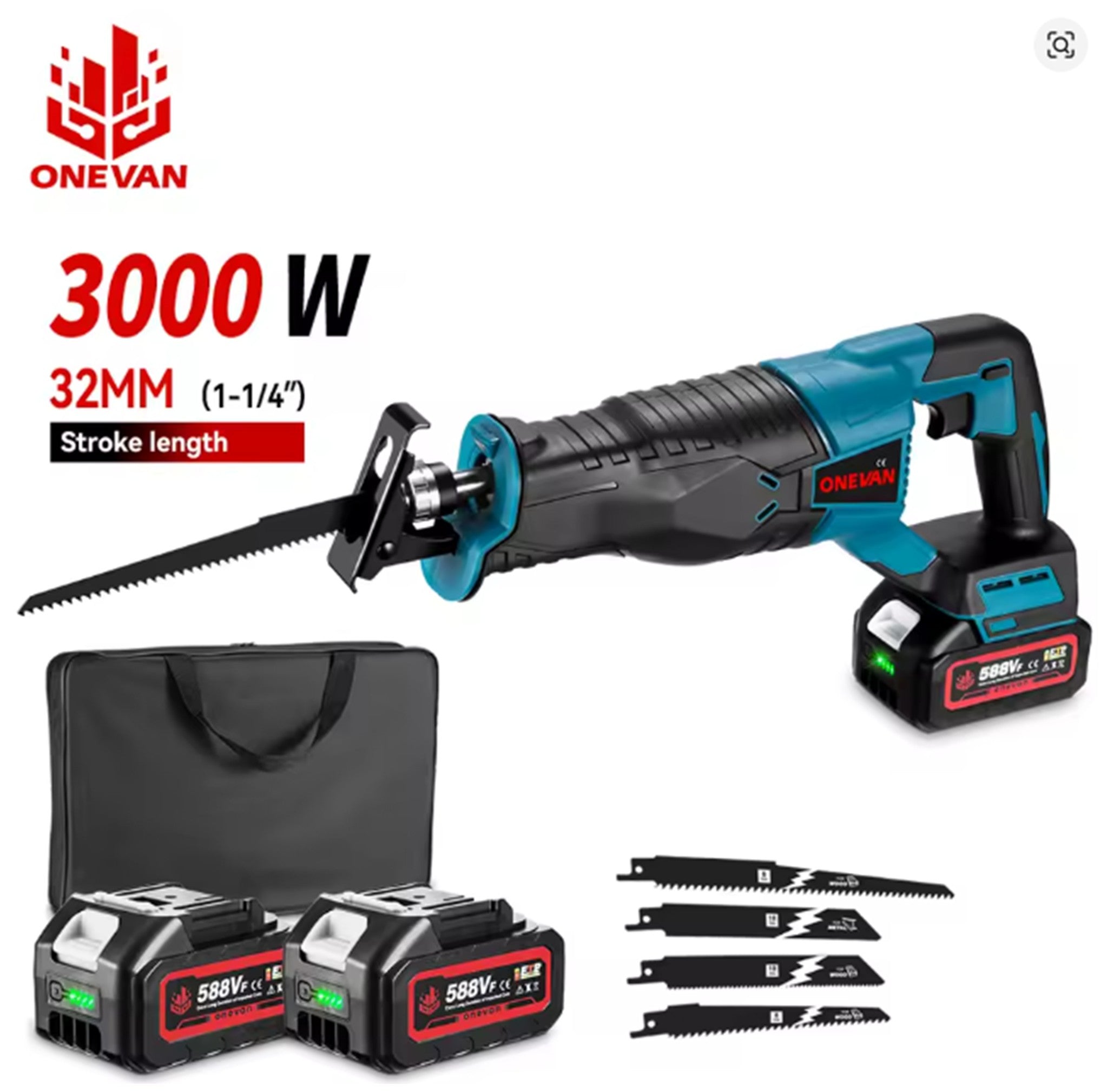 ONEVAN 3000W Brushless Cordless Reciprocating Saw.