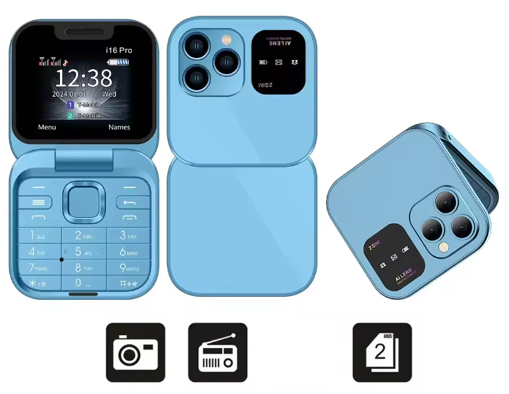 SERVO i16 PRO Mini Flip Mobile phone.