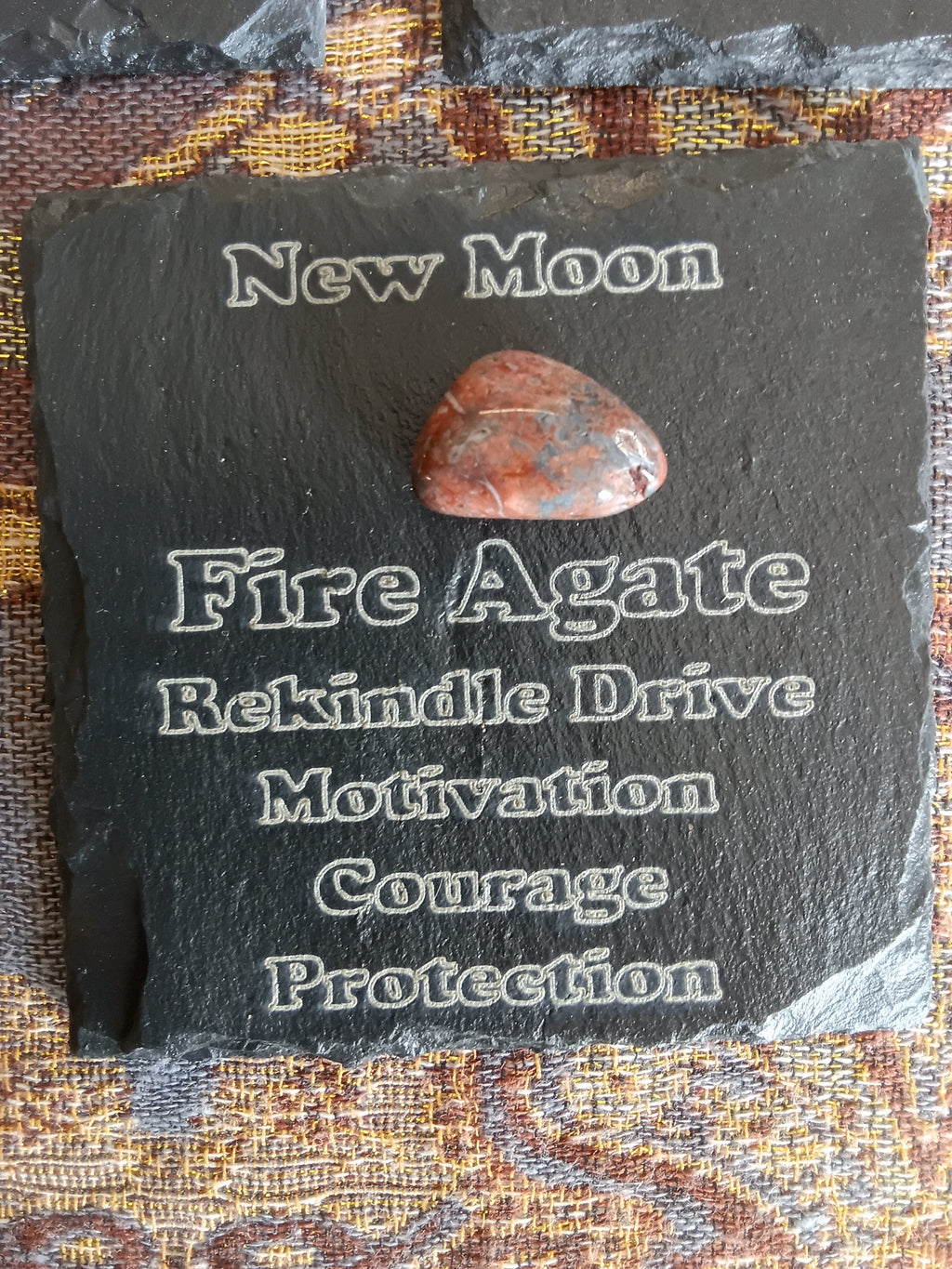 Stones & Crystals with a descriptive Slate Coaster Plaque