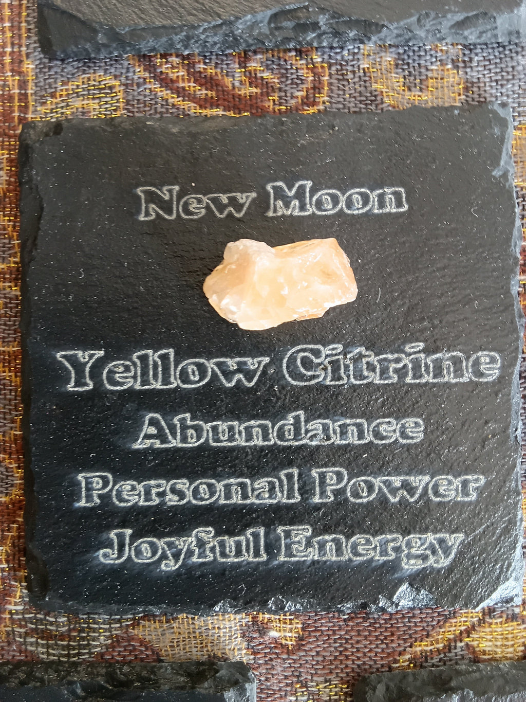 Stones & Crystals with a descriptive Slate Coaster Plaque