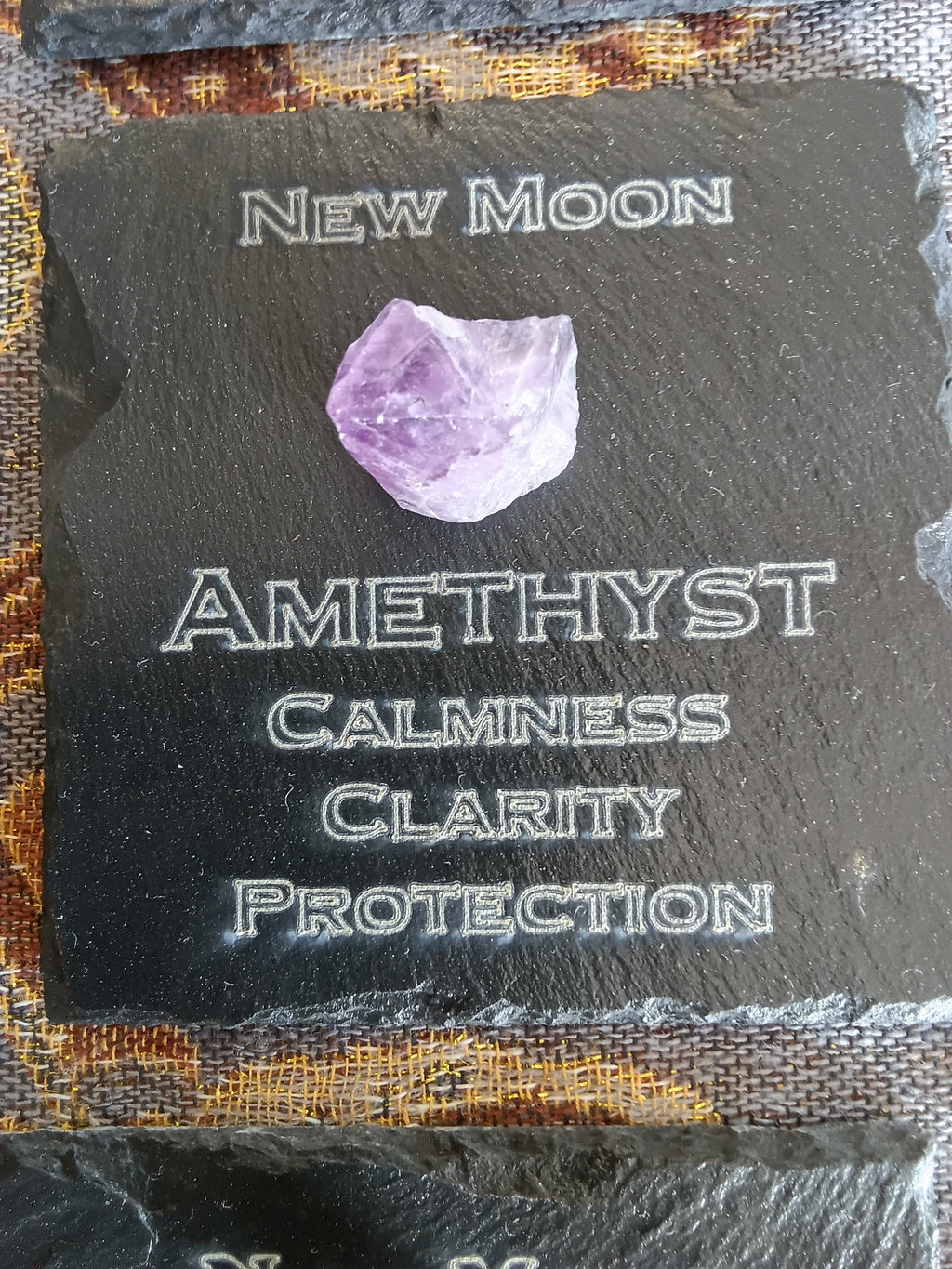 Stones & Crystals with a descriptive Slate Coaster Plaque