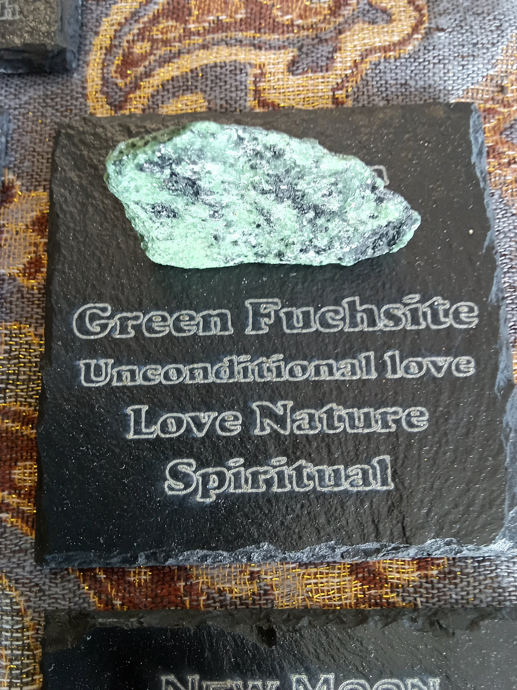 Stones & Crystals with a descriptive Slate Coaster Plaque