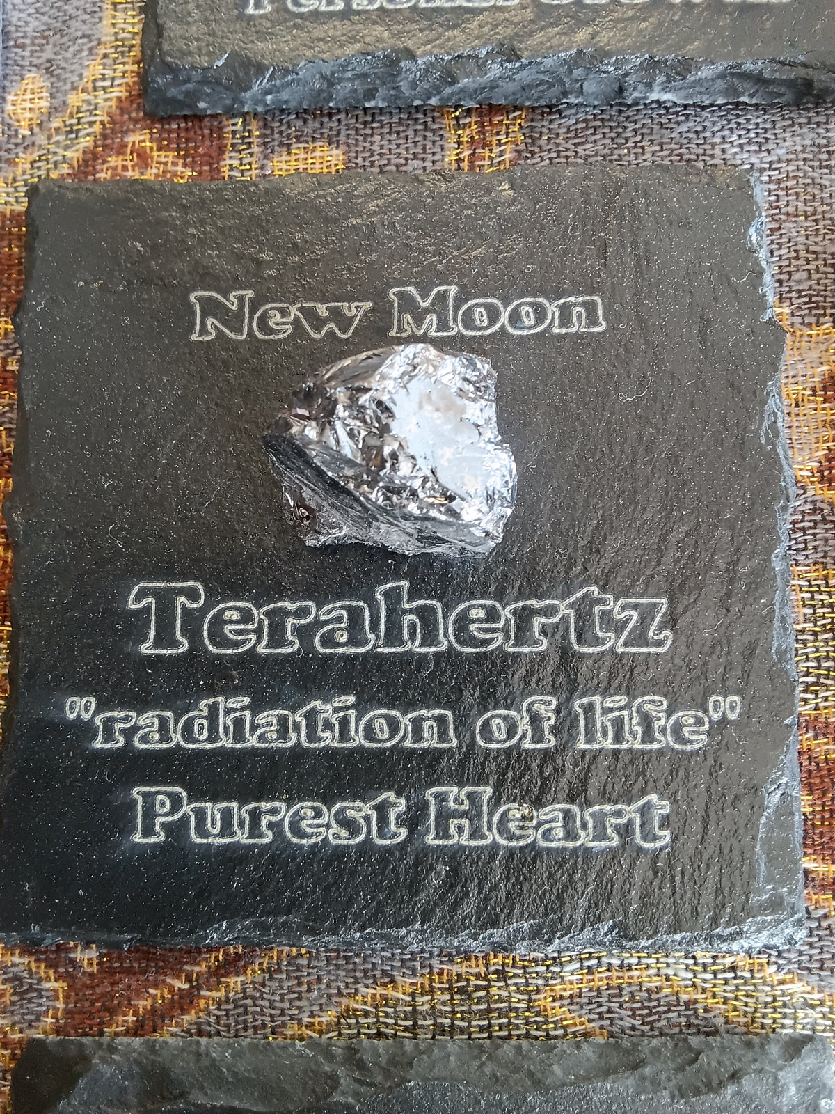 Stones & Crystals with a descriptive Slate Coaster Plaque