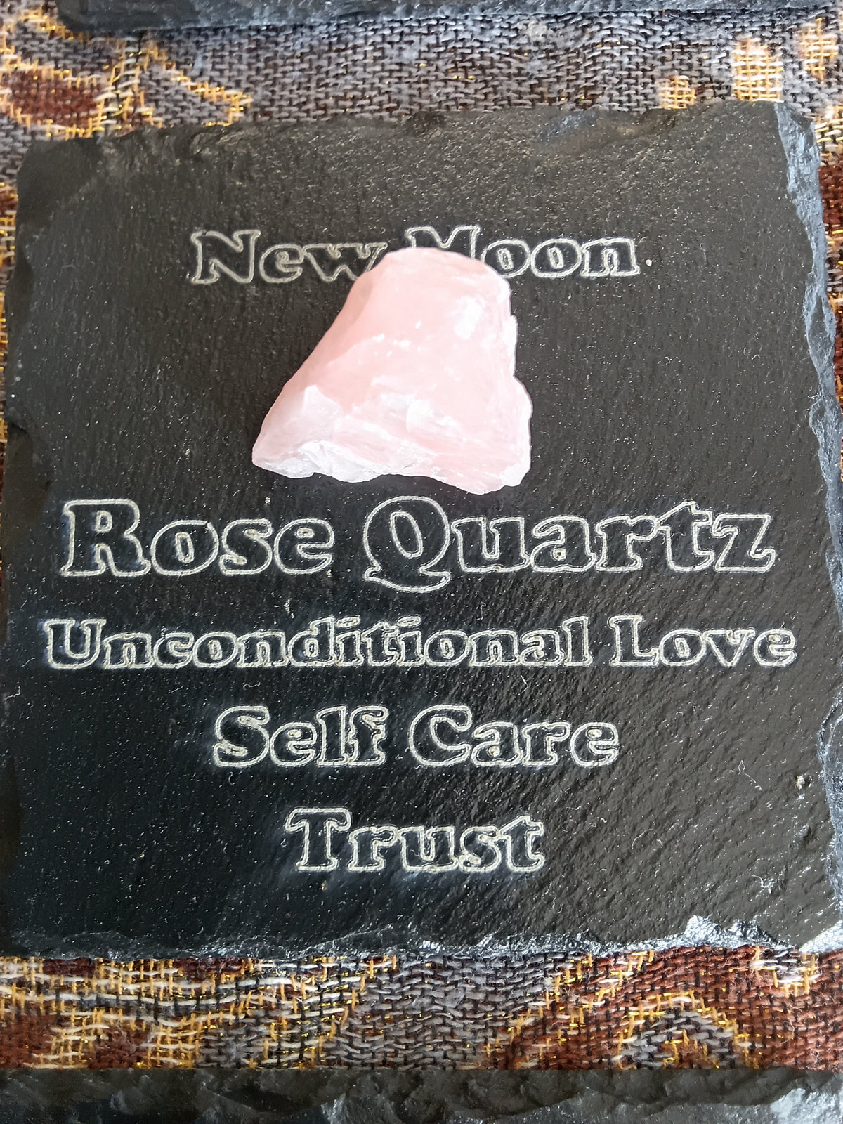 Stones & Crystals with a descriptive Slate Coaster Plaque
