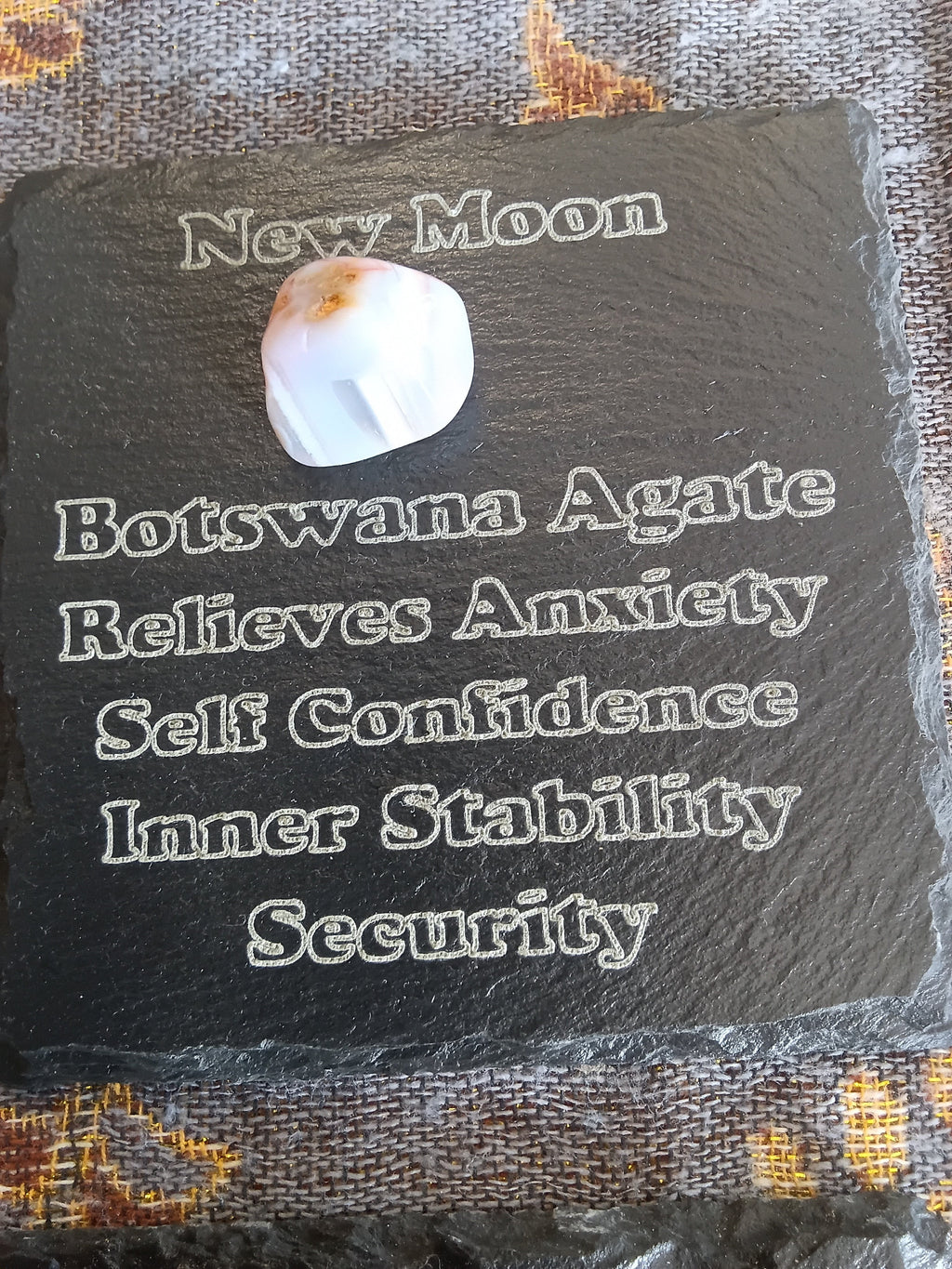 Stones & Crystals with a descriptive Slate Coaster Plaque