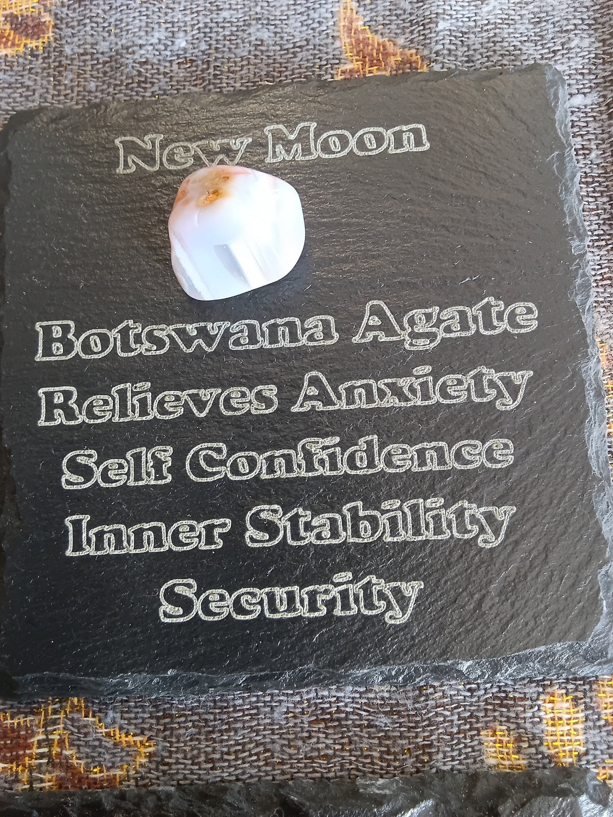Stones & Crystals with a descriptive Slate Coaster Plaque