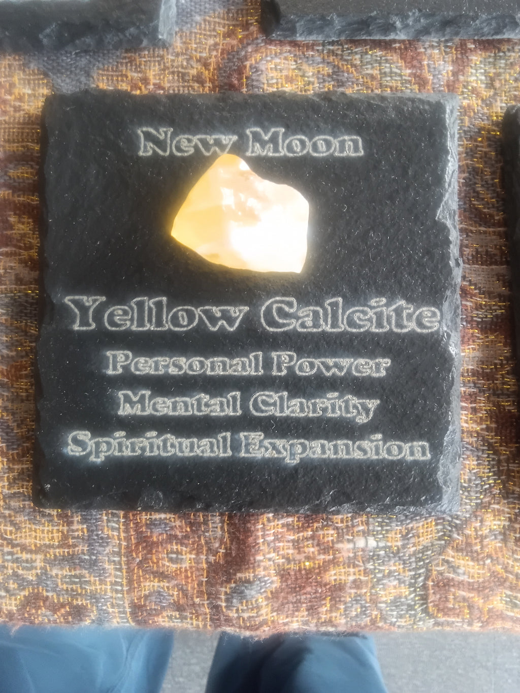 Stones & Crystals with a descriptive Slate Coaster Plaque