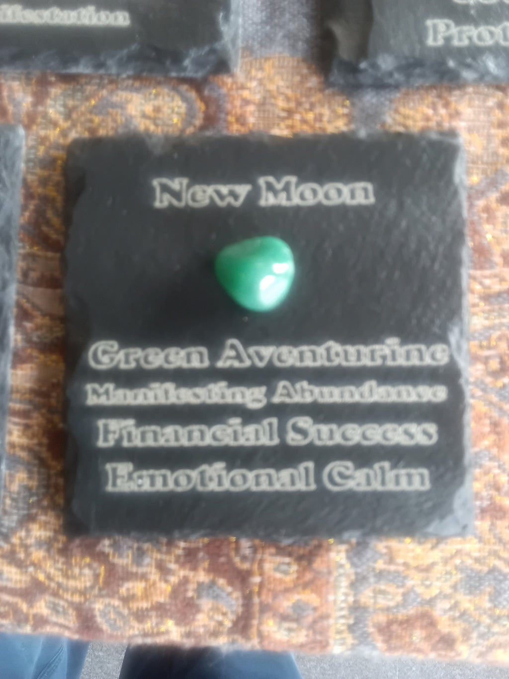 Stones & Crystals with a descriptive Slate Coaster Plaque