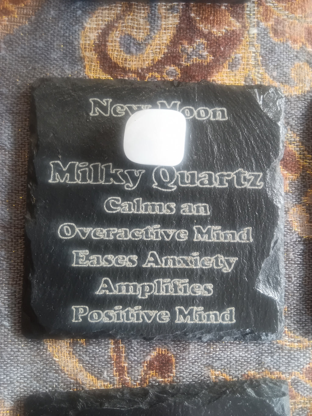 Stones & Crystals with a descriptive Slate Coaster Plaque