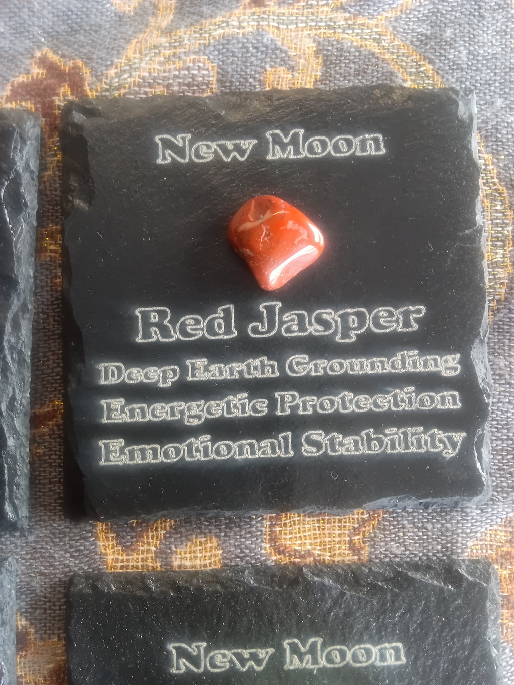 Stones & Crystals with a descriptive Slate Coaster Plaque