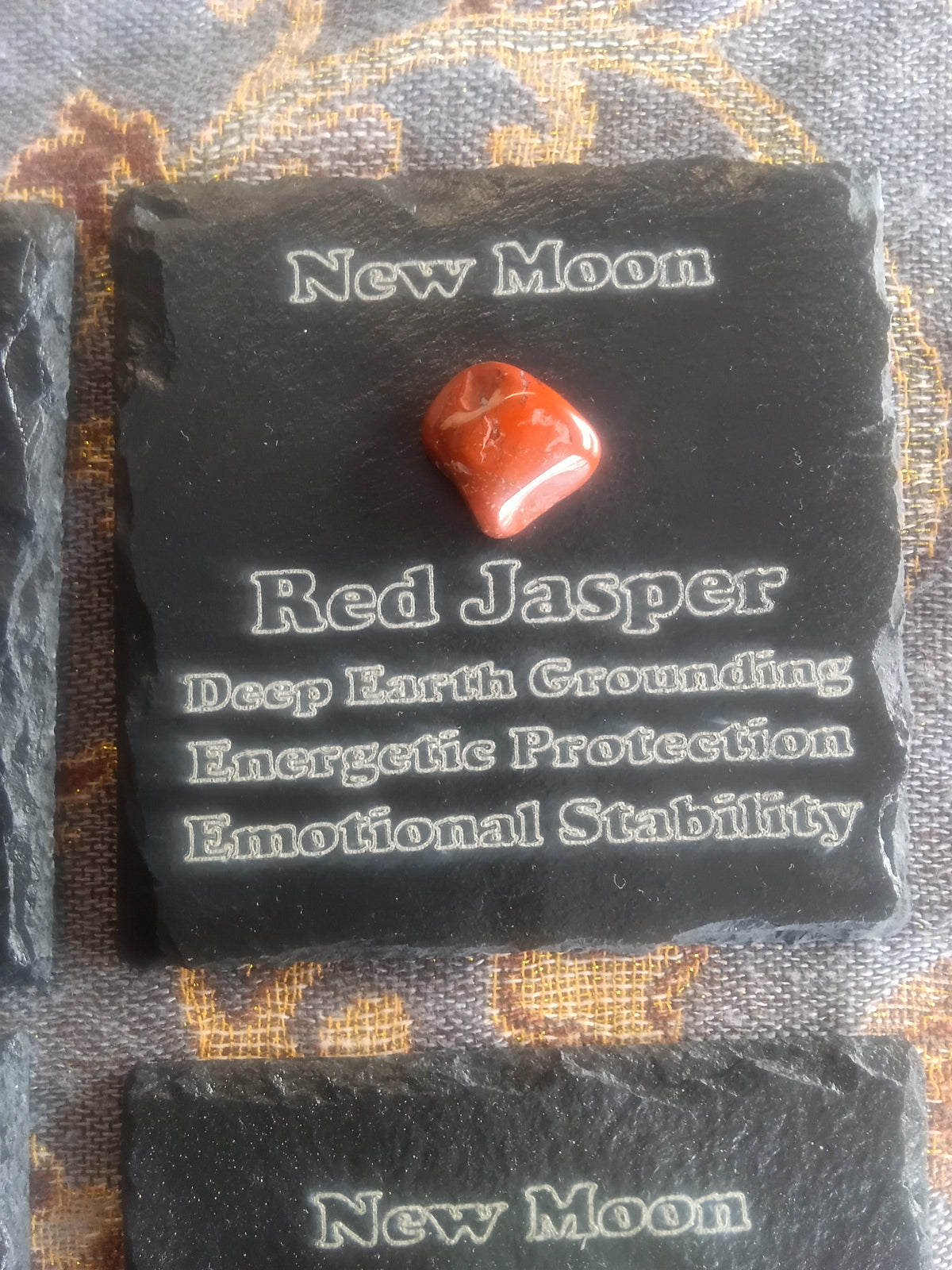 Stones & Crystals with a descriptive Slate Coaster Plaque