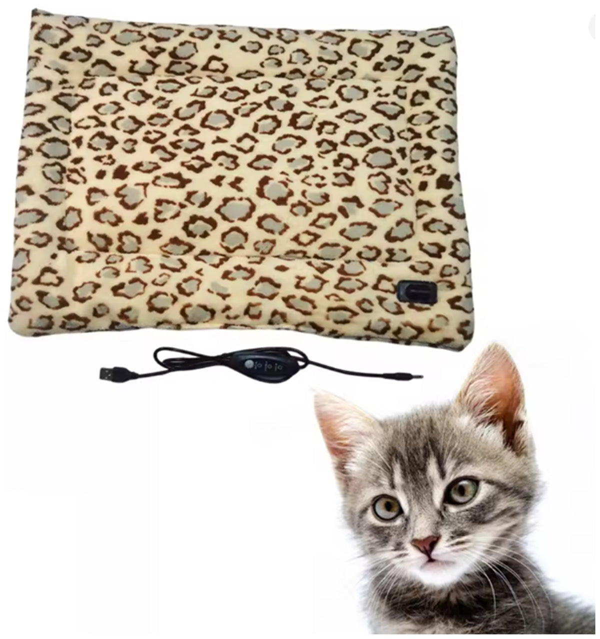 Waterproof USB Pet Heating Pad Heated Mat Blanket Electric Soft Adjustable Temperature Plush for Puppies, Small Dogs & Cats.