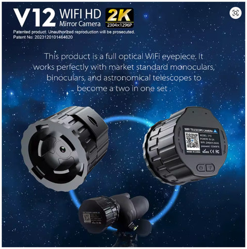 4 Million Pixel HD WiFi Telescope Eyepiece Camera for 25mm-50mm Scopes