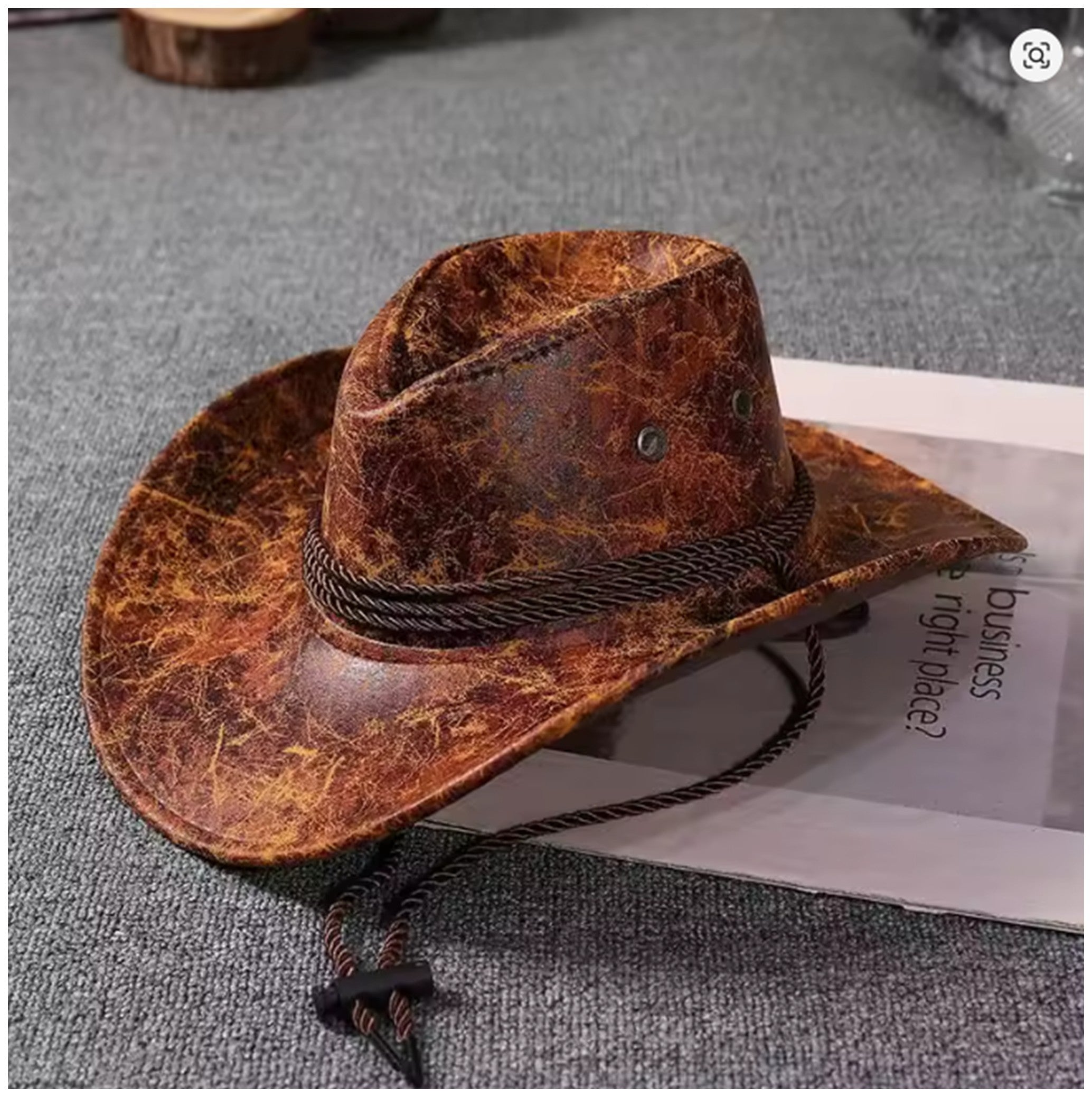 Faux Leather Western Cowboy Hats For Women & Men.