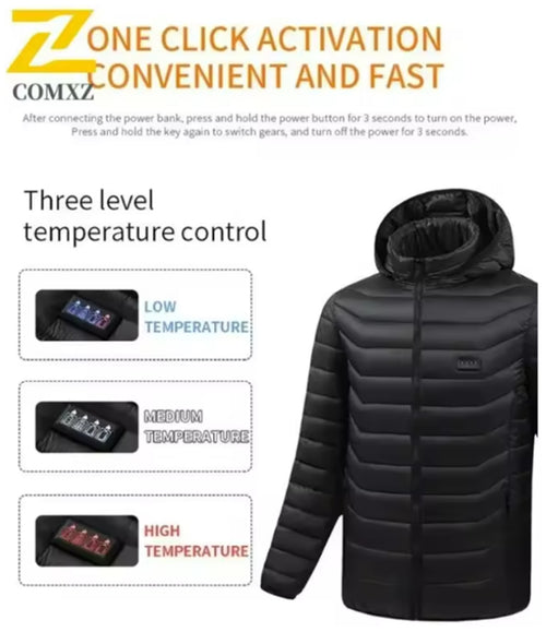 21 Areas Heating Jacket Men's Winter Usb Electric Heating Coat