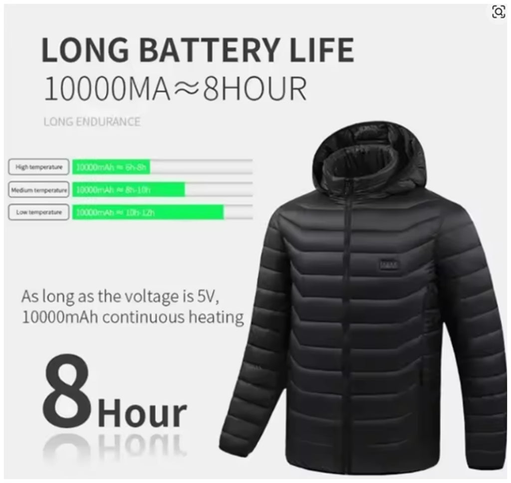 21 Areas Heating Jacket Men's Winter Usb Electric Heating Coat
