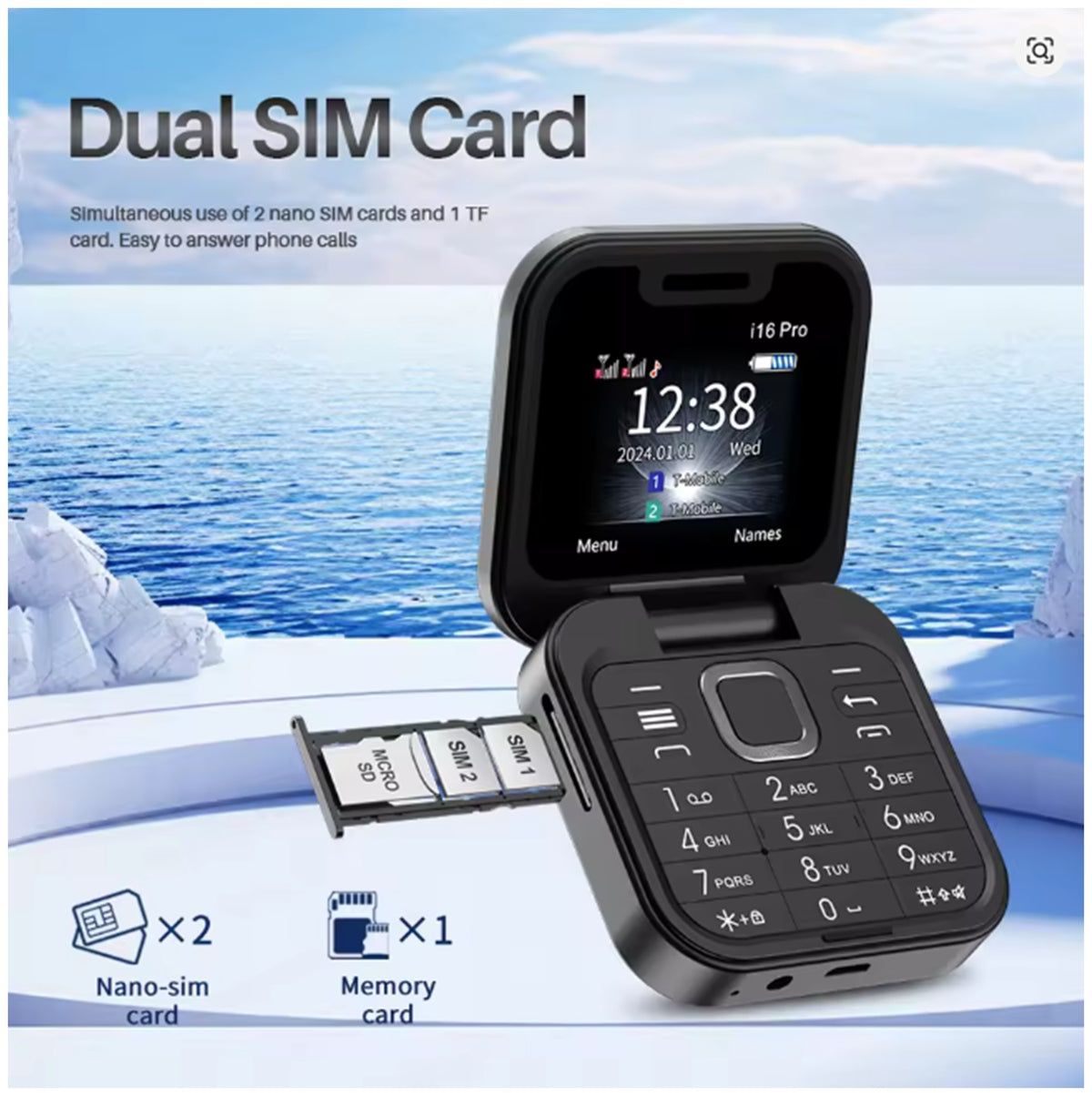 SERVO i16 PRO Mini Flip Mobile phone.