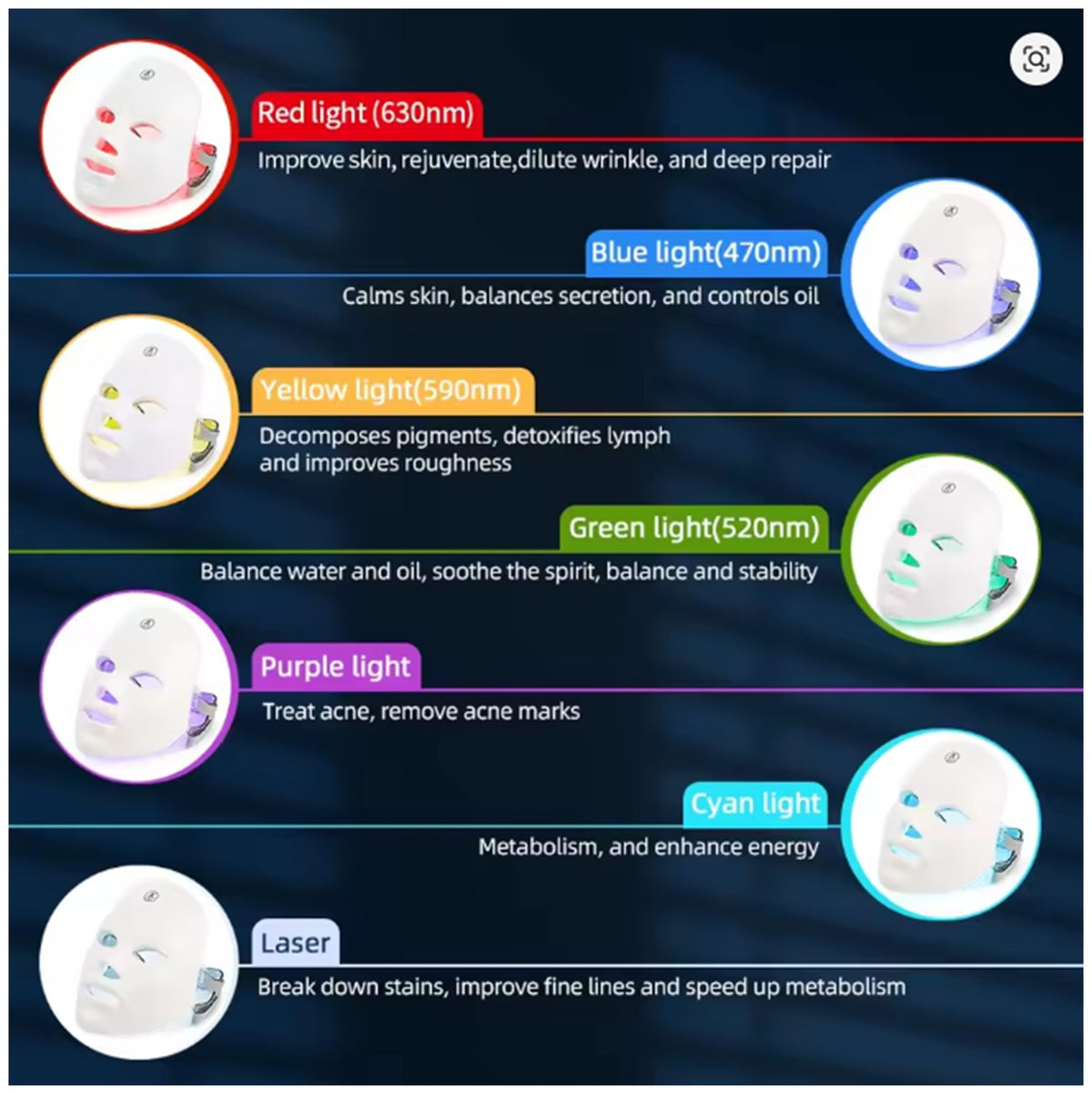 Wireless 7 Colors LED Face mask