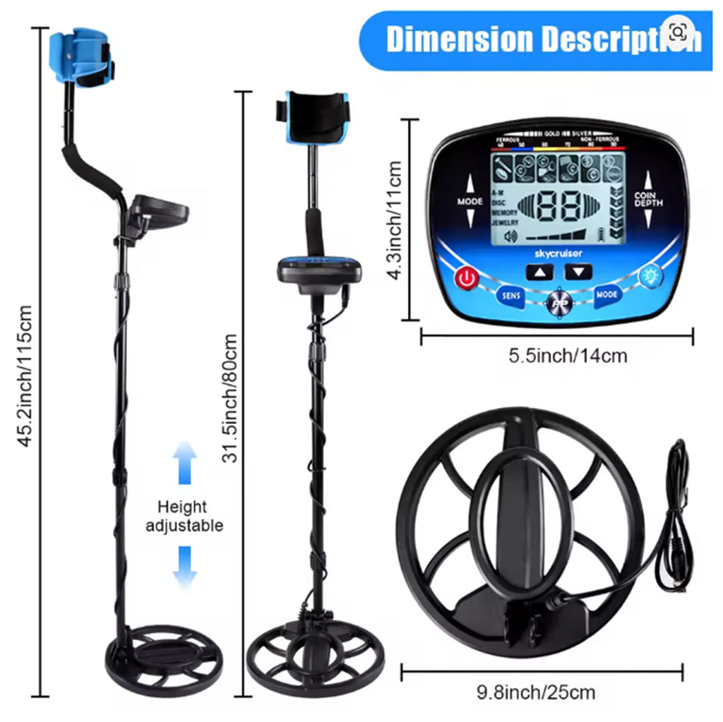 New Underground Metal Detector Gold LCD Search Target ID, Ex Demo