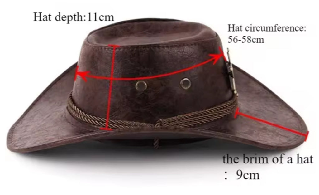 Faux Leather Western Cowboy Hats For Women & Men.