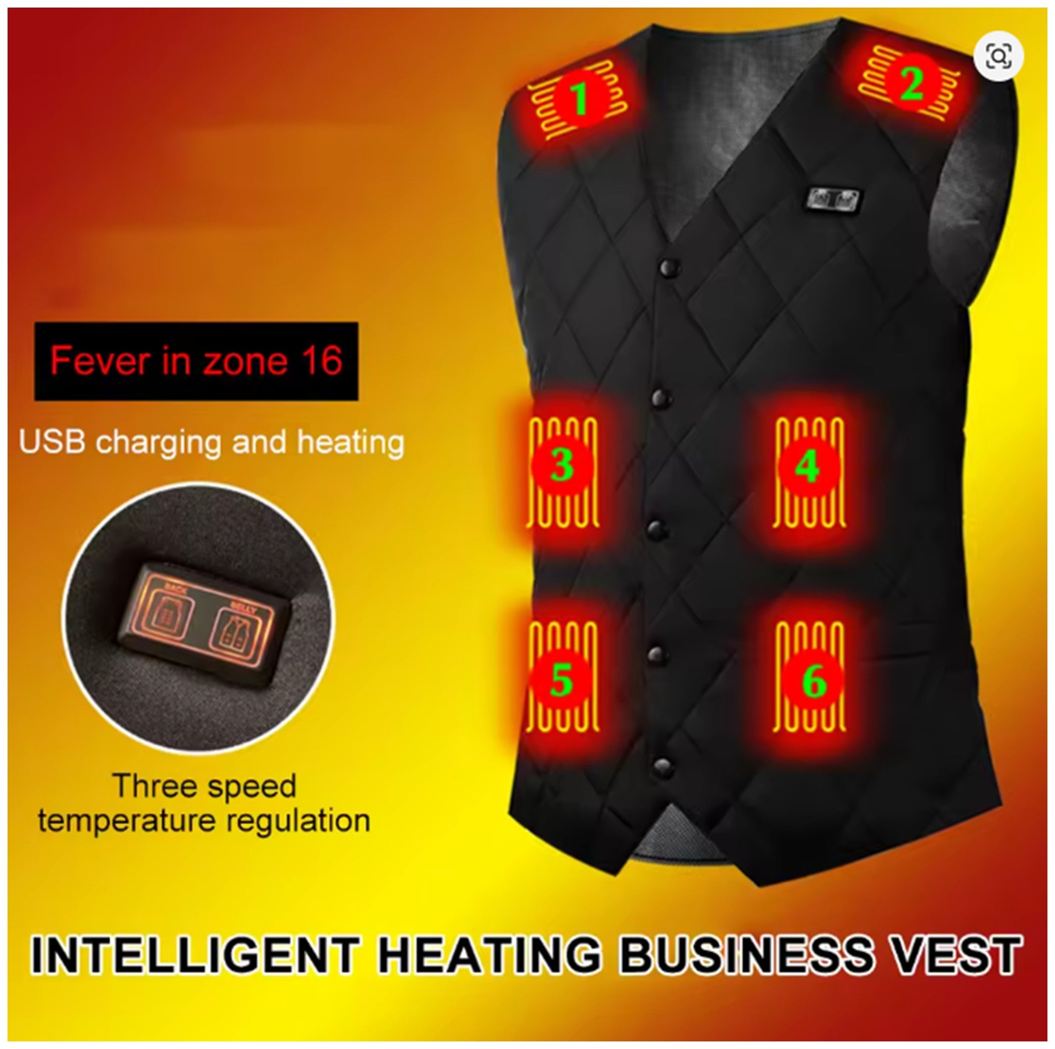 16 Places Zones Heated Vest 3 Gears Heated Vest