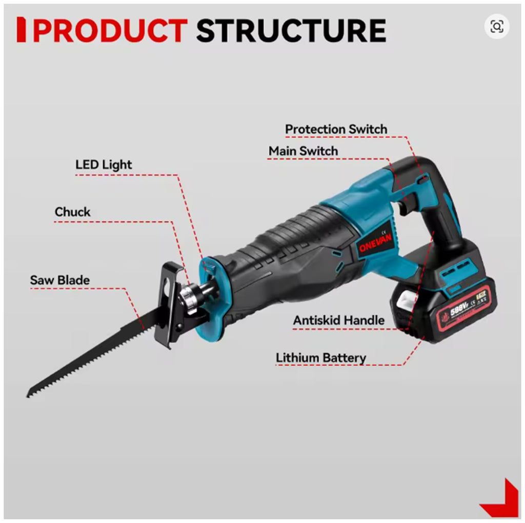ONEVAN 3000W Brushless Cordless Reciprocating Saw.