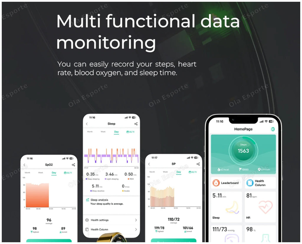 Smart Ring For Xiaomi Men Women Heart Rate Oximetry Health Monitor