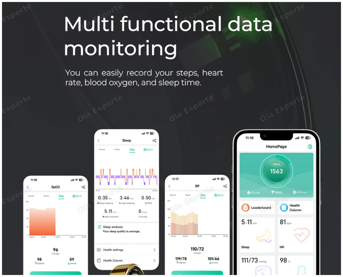 Smart Ring For Xiaomi Men Women Heart Rate Oximetry Health Monitor