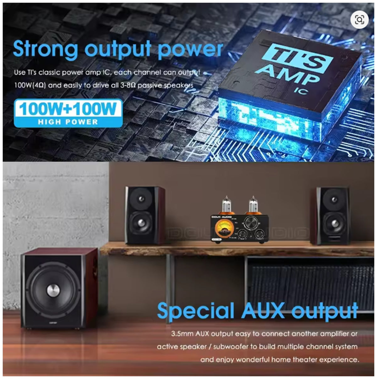 HiFi Bluetooth 5.0 Vacuum Tube Amplifier & Indoor/Outdoor Speakers